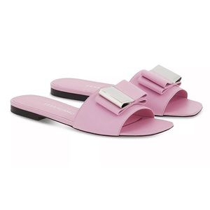 NEW Salvatore Ferragamo Lyana Leather pink bow sandals